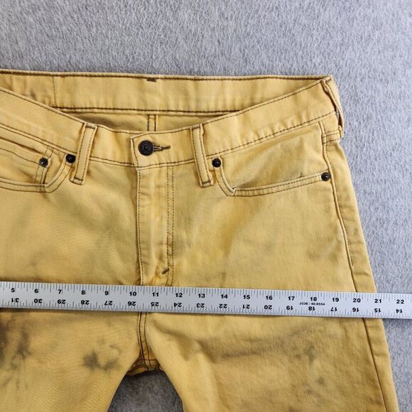 Levis 513 Jeans Mens 31X30 Yellow Distressed Tie Dye Slim Straight Stretch Denim - Picture 13 of 16